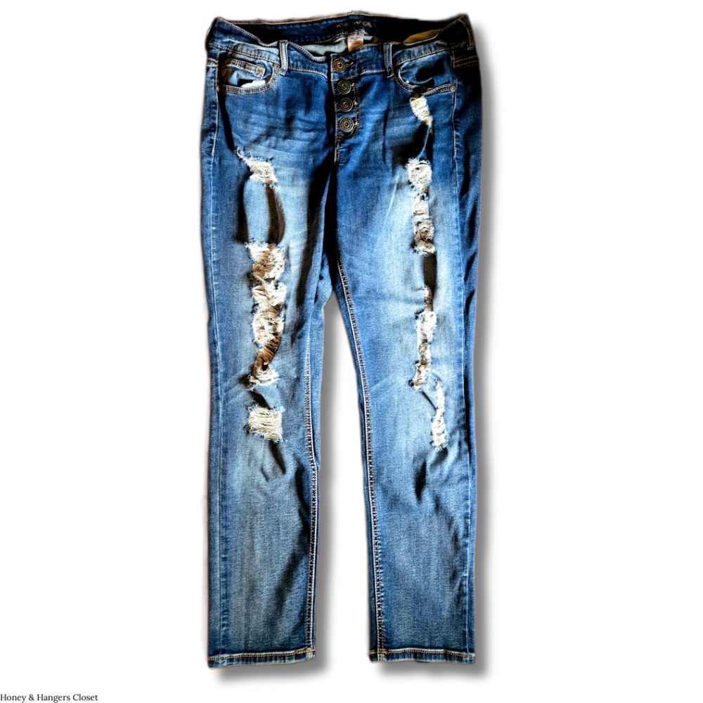 Maurices Distressed Medium Wash Skinny Jeans | Size - 16 (regular)